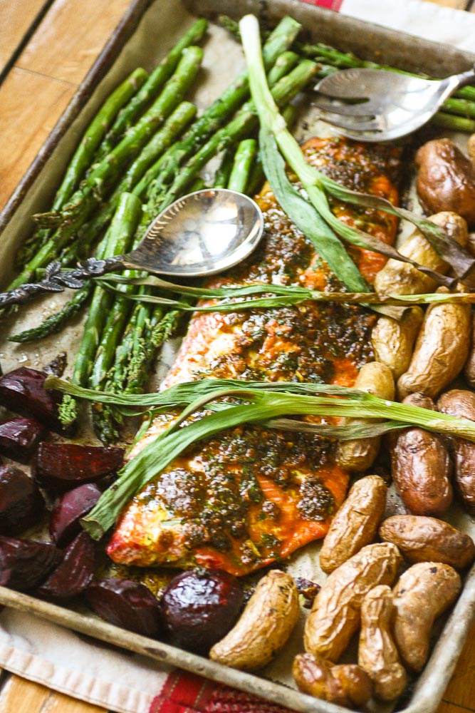 Roasted Salmon Sheet Pan Dinner Recipe