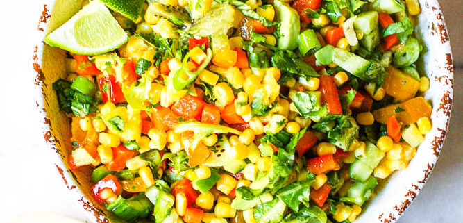 raw corn and vegetable salad
