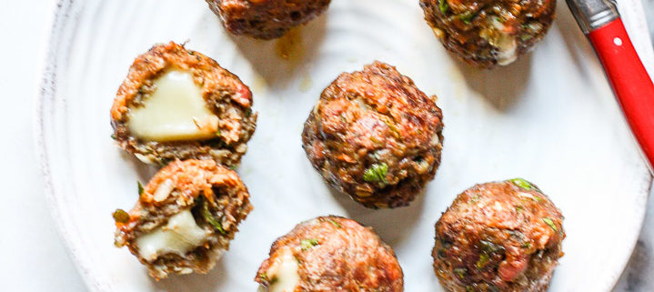 paleo cheese-stuffed meatballs