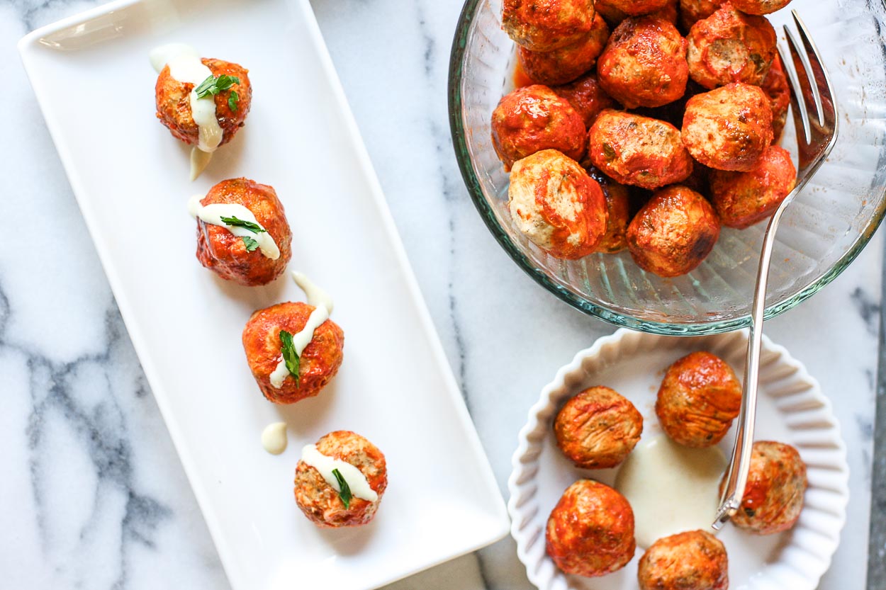 paleo buffalo chicken meatballs with ranch